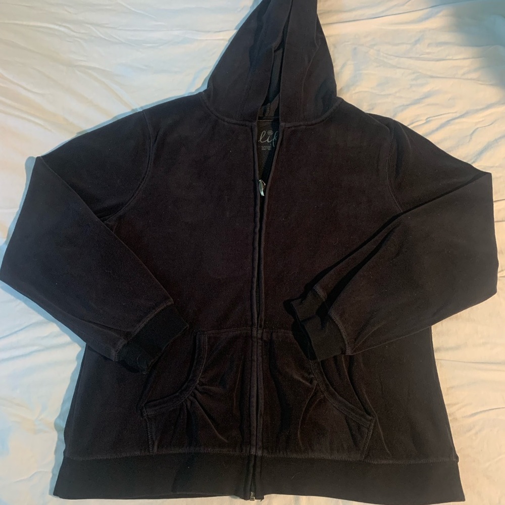 Black velvet zip up